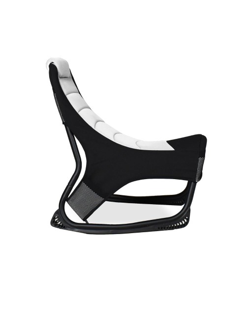 Sedia gaming Rocky in tessuto bicolore con base curva – Nero e bianco