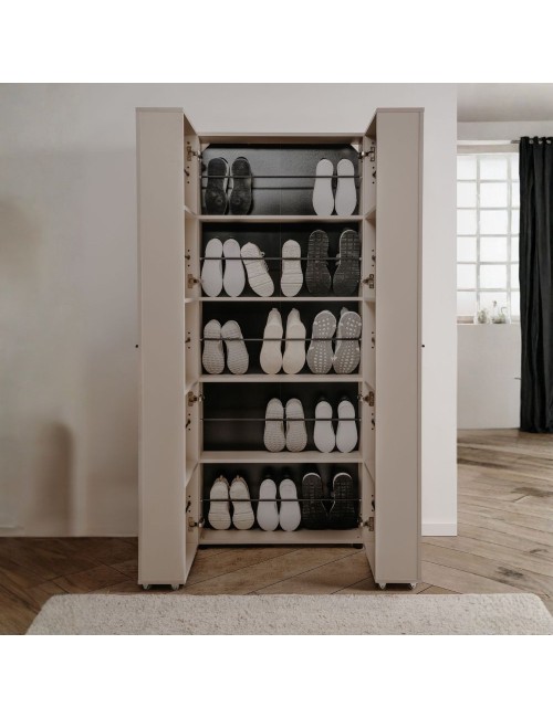 Scarpiera cashmere 2 ante con scomparti Lugo02A 74x34x181