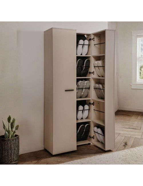 Scarpiera cashmere 2 ante con scomparti Lugo02A 74x34x181