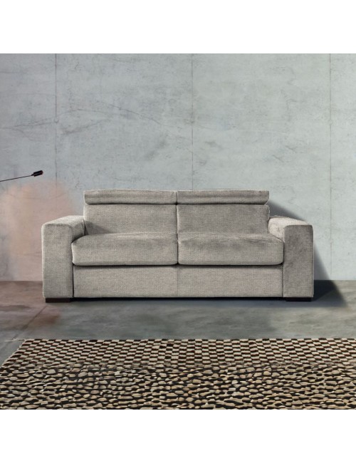Divano letto 3 posti Era in tessuto tortora con materasso memory 210x100x110H
