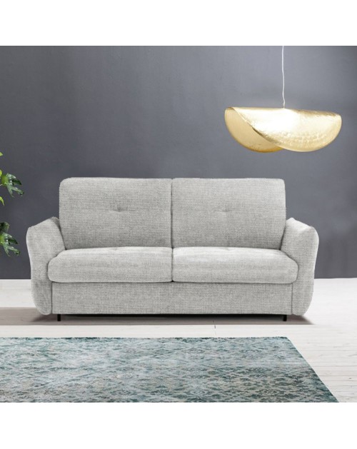 Divano letto 3 posti Marea tessuto grigio chiaro 205x100x102H materasso 20 cm.