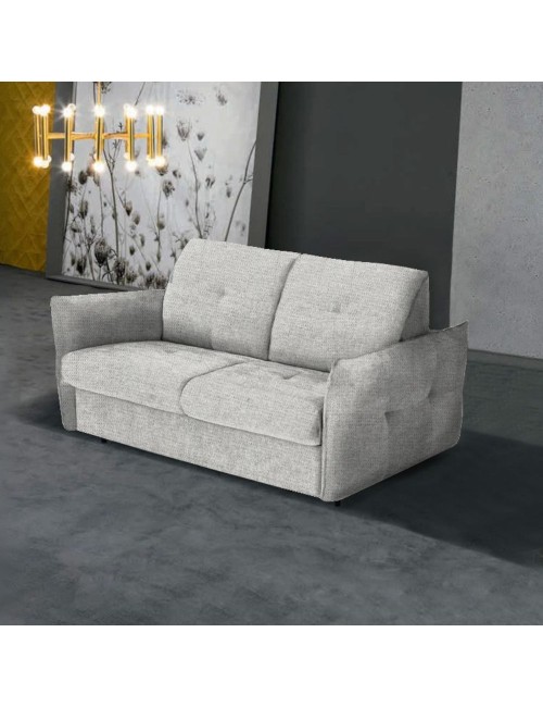Divano letto 3 posti Marea tessuto grigio chiaro 205x100x102H materasso 20 cm.