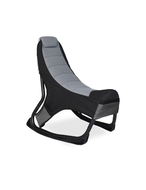 Sedia gaming Rocky in tessuto bicolore con base curva – Nero e Grigio