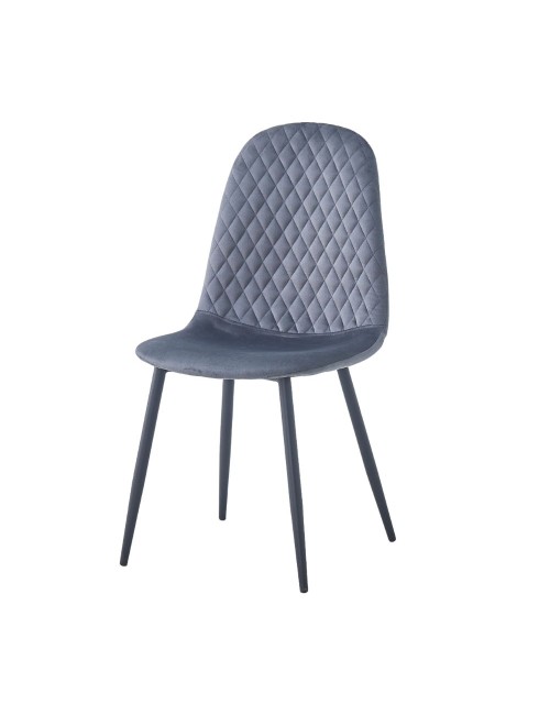 Set 4 Sedie imbottite velluto grigio Bretta con schienale trapuntato