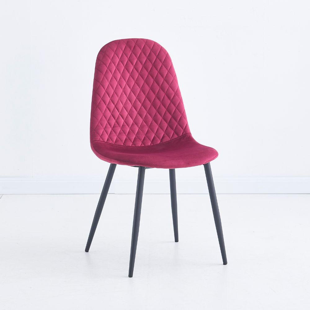Set 4 Sedie imbottite velluto rosso Bretta con schienale trapuntato