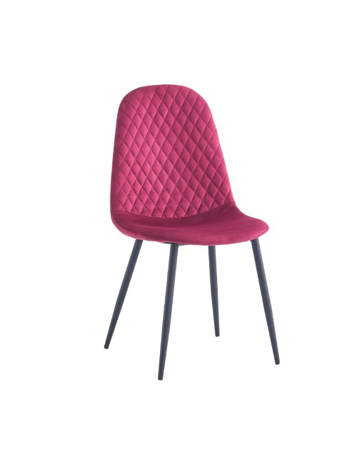 Set 4 Sedie imbottite velluto rosso Bretta con schienale trapuntato