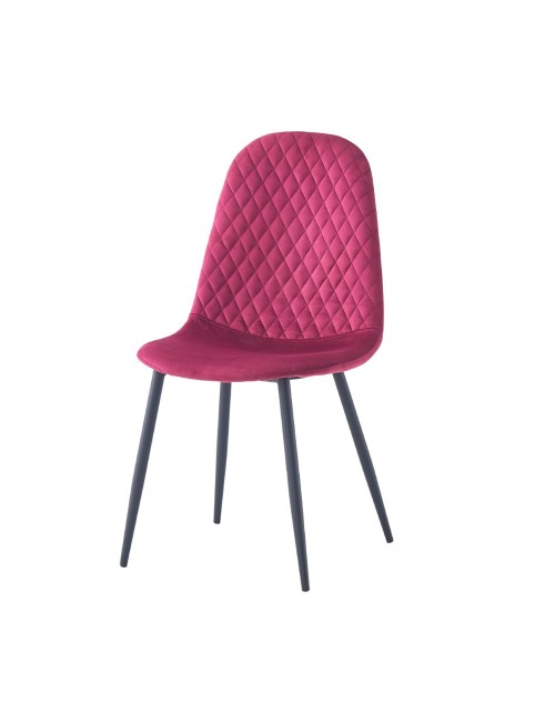 Set 4 Sedie imbottite velluto rosso Bretta con schienale trapuntato