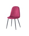 Set 4 Sedie imbottite velluto rosso Bretta con schienale trapuntato