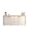 Madia shabby Winchester 2 ante e 3 cassetti colore bianco meringa e rovere Cadiz 211x44x88H