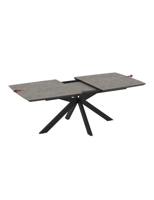 Tavolo allungabile Verano piano cemento e base nera 180/240x100x76H