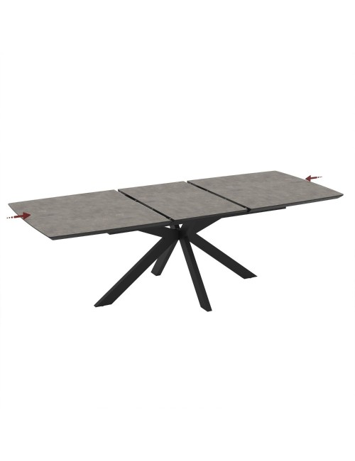 Tavolo allungabile Verano piano cemento e base nera 180/240x100x76H