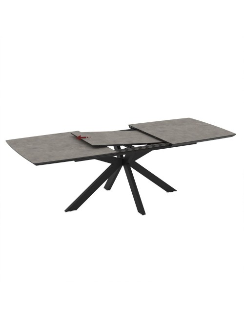 Tavolo allungabile Verano piano cemento e base nera 180/240x100x76H