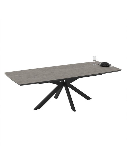 Tavolo allungabile Verano piano cemento e base nera 180/240x100x76H