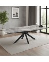 Tavolo allungabile Verano piano effetto marmo arabesque nero e base nera 180/240x100x76H
