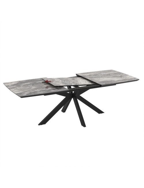 Tavolo allungabile Verano piano effetto marmo arabesque nero e base nera 180/240x100x76H