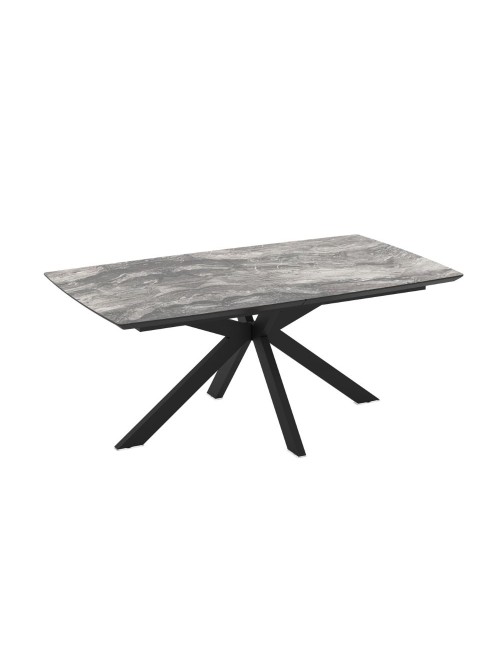 Tavolo allungabile Verano piano effetto marmo arabesque nero e base nera 180/240x100x76H