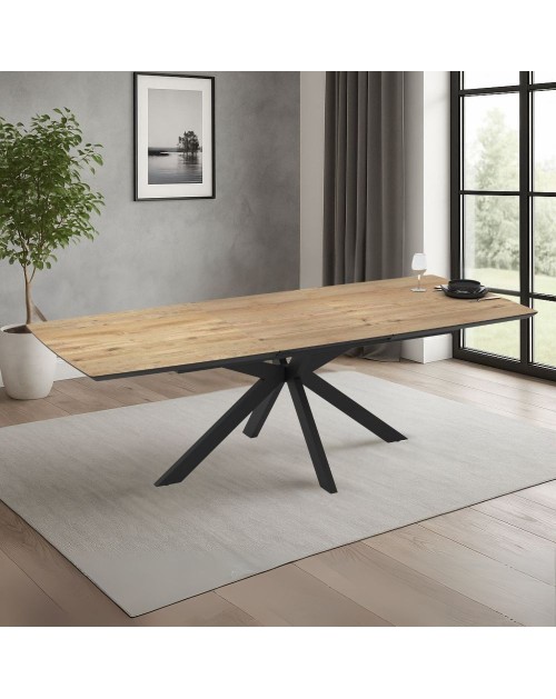 Tavolo allungabile Verano piano rovere e base nera 180/240x100x76H