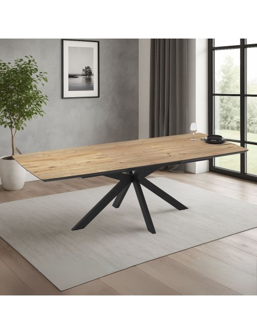 Tavolo allungabile Verano piano rovere e base nera 180/240x100x76H