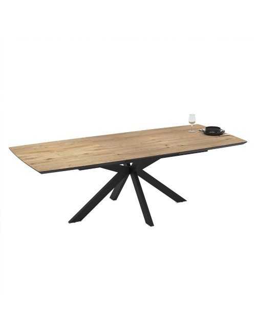 Tavolo allungabile Verano piano rovere e base nera 180/240x100x76H