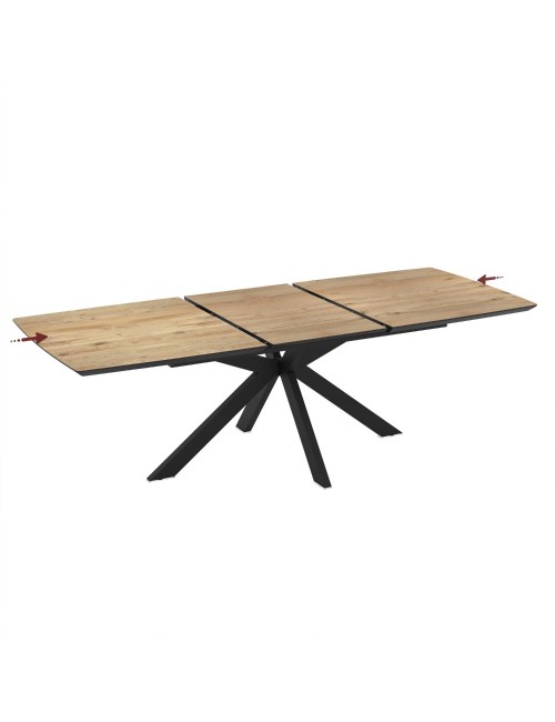 Tavolo allungabile Verano piano rovere e base nera 180/240x100x76H
