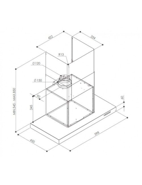 Cappa aspirante Faber LUFT X A60 a parete 60 cm inox classe A 560 m³/h