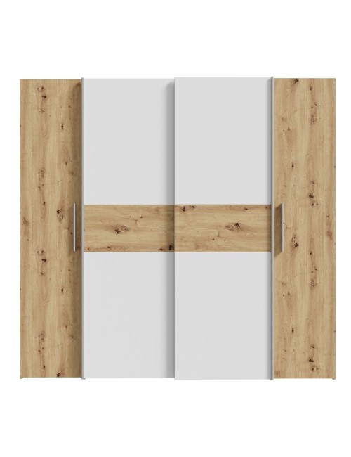 Armadio Teodoro 4 ante rovere e bianco con ante scorrevoli e battenti 200x61x190H