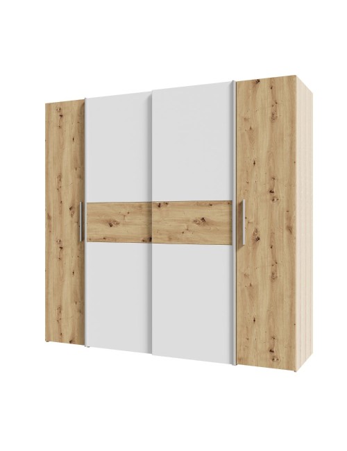 Armadio Teodoro 4 ante rovere e bianco con ante scorrevoli e battenti 200x61x190H
