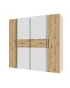 Armadio Teodoro 4 ante rovere e bianco con ante scorrevoli e battenti 200x61x190H