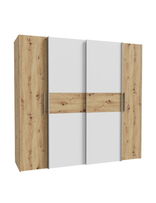 Armadio Teodoro 4 ante rovere e bianco con ante scorrevoli e battenti 200x61x190H