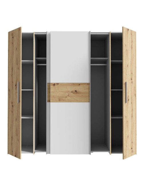 Armadio Teodoro 4 ante rovere e bianco con ante scorrevoli e battenti 200x61x190H