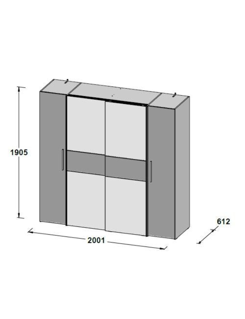 Armadio Teodoro 4 ante rovere e bianco con ante scorrevoli e battenti 200x61x190H