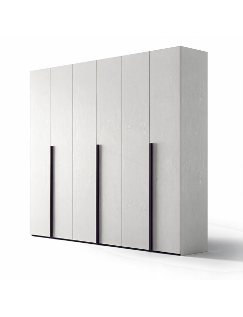 Armadio 6 ante battenti bianco portland e maniglie nero opaco Coco 276x60,3x250h