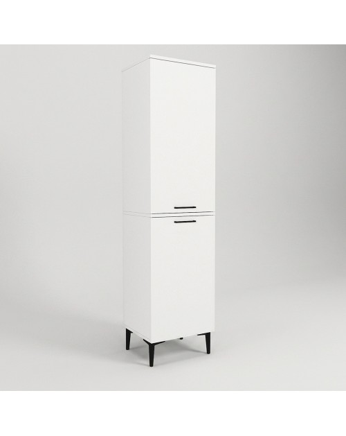 Mobile Multiuso Singa Bianco con Cesto Porta Biancheria e Ripiani – 180 cm