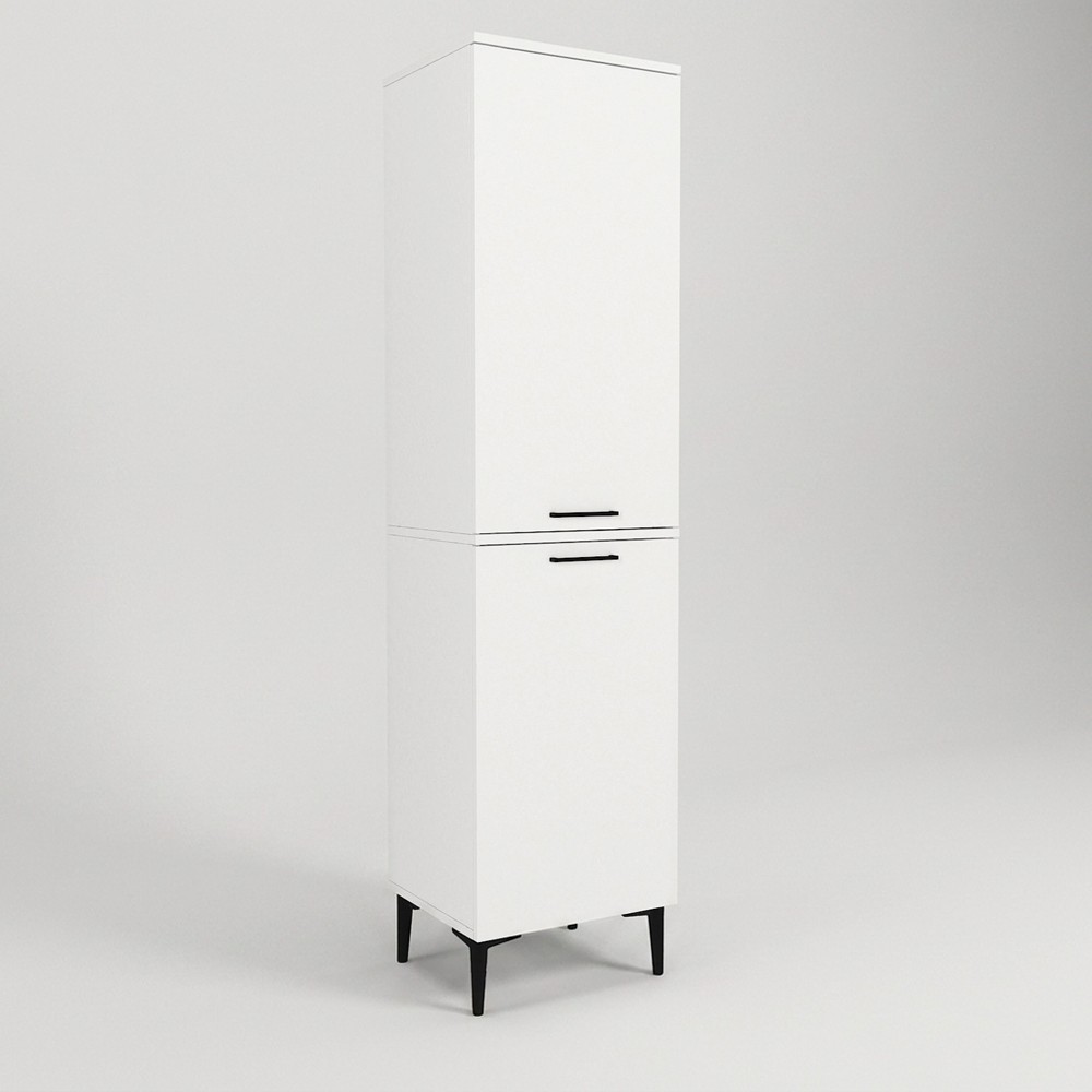 Mobile Multiuso Singa Bianco con Cesto Porta Biancheria e Ripiani – 180 cm