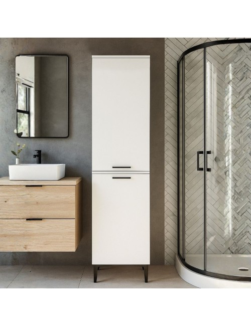Mobile Multiuso Singa Bianco con Cesto Porta Biancheria e Ripiani – 180 cm
