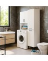 Mobile Multiuso Singa Bianco con Cesto Porta Biancheria e Ripiani – 180 cm