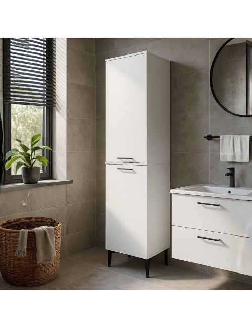Mobile Multiuso Singa Bianco con Cesto Porta Biancheria e Ripiani – 180 cm