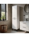 Mobile Multiuso Singa Bianco con Cesto Porta Biancheria e Ripiani – 180 cm