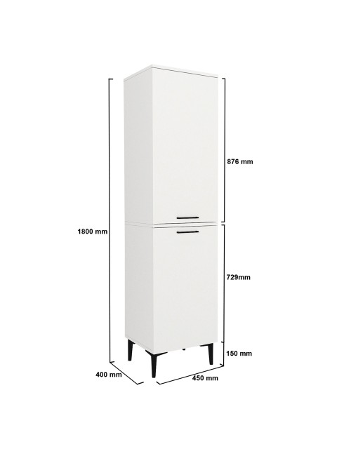Mobile Multiuso Singa Bianco con Cesto Porta Biancheria e Ripiani – 180 cm