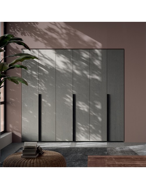 Armadio 6 ante battenti bianco frassinato e cemento 276x60,3x252h