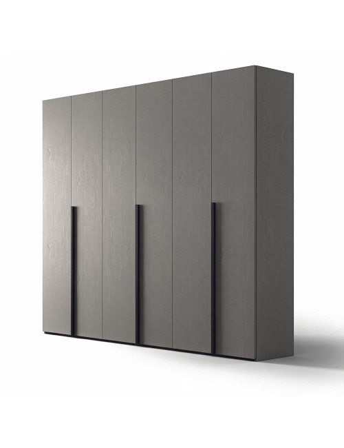 Armadio 6 ante battenti bianco frassinato e cemento 276x60,3x252h