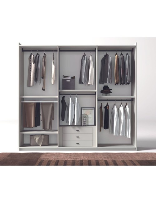 Armadio 6 ante battenti bianco frassinato e cemento 276x60,3x252h
