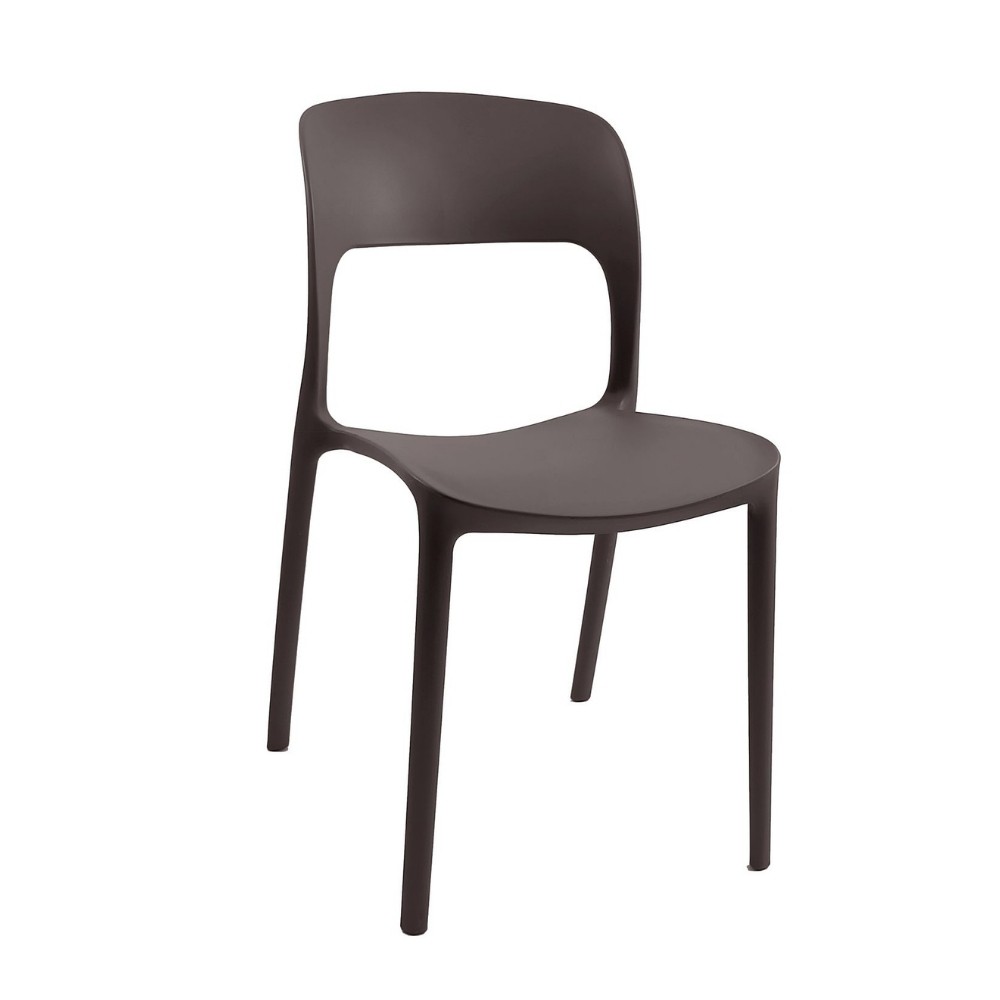 Set 4 Sedia in Polipropilene Vela Impilabili Marrone – Profilo Curvo e Design Essenziale