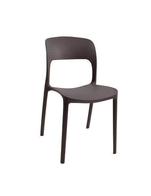 Set 4 Sedia in Polipropilene Vela Impilabili Marrone – Profilo Curvo e Design Essenziale