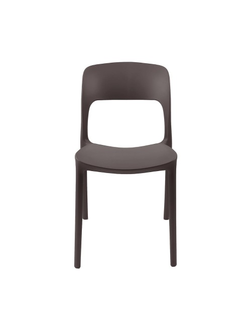 Set 4 Sedia in Polipropilene Vela Impilabili Marrone – Profilo Curvo e Design Essenziale