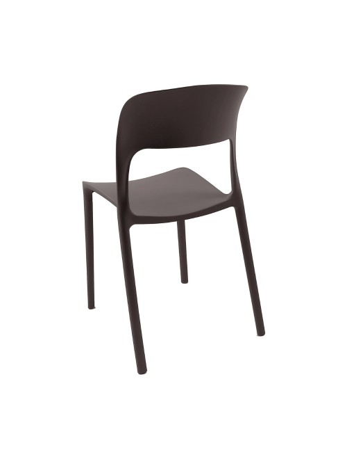 Set 4 Sedia in Polipropilene Vela Impilabili Marrone – Profilo Curvo e Design Essenziale