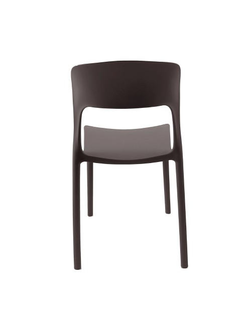 Set 4 Sedia in Polipropilene Vela Impilabili Marrone – Profilo Curvo e Design Essenziale