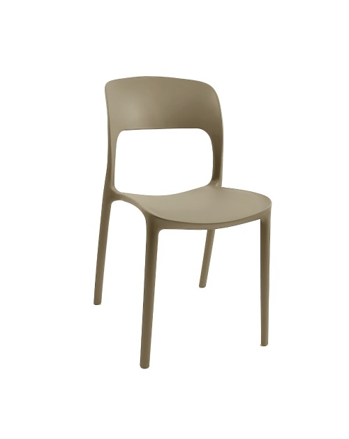 Set 4 Sedia in Polipropilene Vela Impilabili Tortora – Profilo Curvo e Design Essenziale