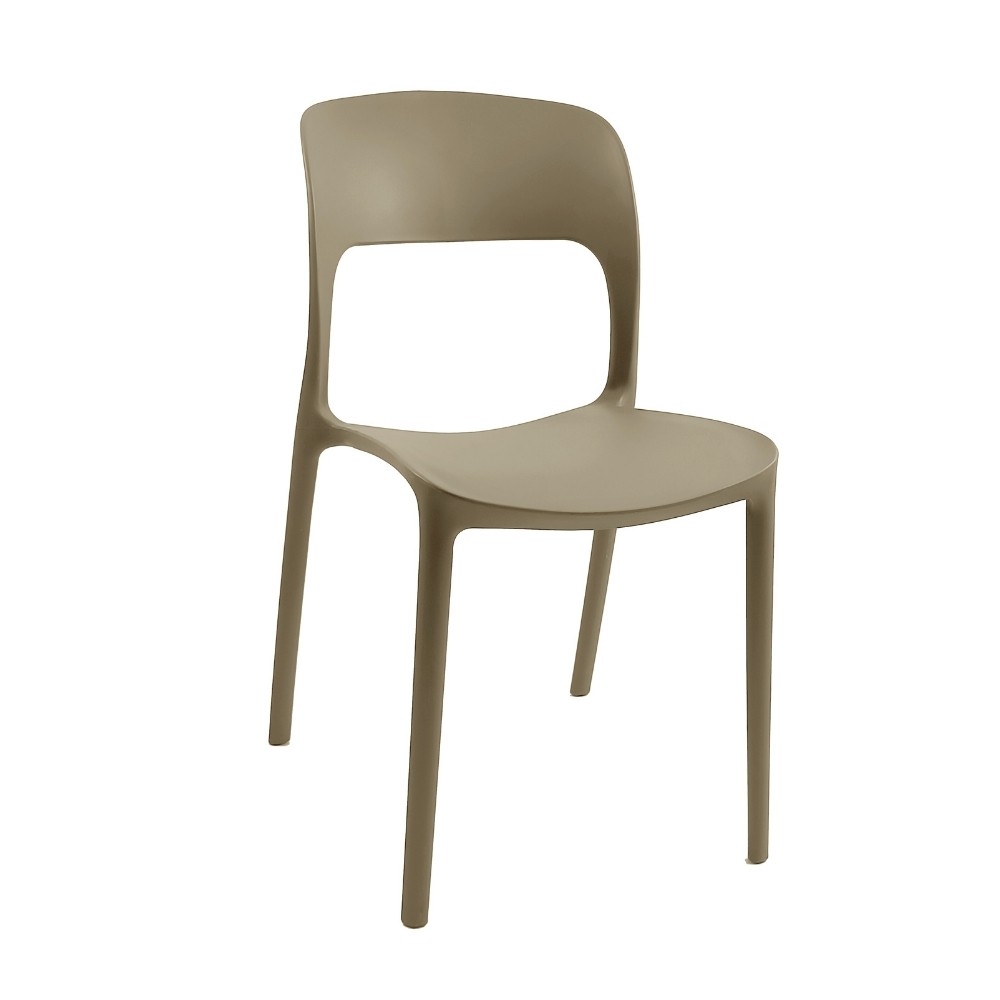 Set 4 Sedia in Polipropilene Vela Impilabili Tortora – Profilo Curvo e Design Essenziale