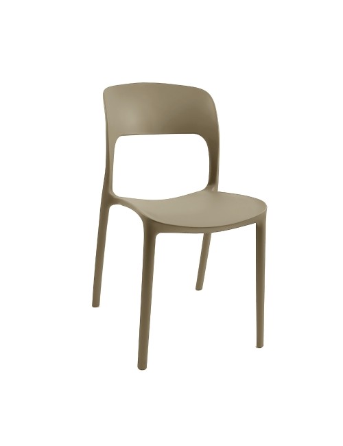 Set 4 Sedia in Polipropilene Vela Impilabili Tortora – Profilo Curvo e Design Essenziale